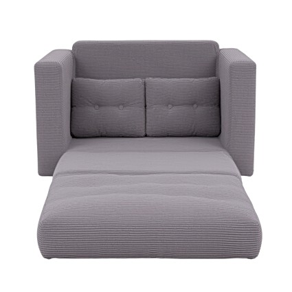 Artiss 2-Seater Corduroy Convertible Boneless Sofa Bed Grey Pull Out Couch with Pillows 140cm Wide