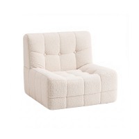 Artiss Single Small Boneless Floor Couch White Fabric Modular Memory Foam Ergonomic L-Shaped Chair 1 Seater