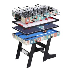 4-in-1 Foldable Soccer Table, Foosball, Pool, Table Tennis, Hockey Game Table, MDF, 122x61x81cm, Family Fun