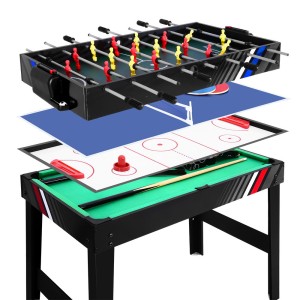 4-in-1 Multi Games Table Soccer Foosball, Pool, Table Tennis, Air Hockey, MDF Frame, 121x61x79cm, Home Party Gift