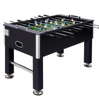 5FT Black Foosball Soccer Table Game for Home, MDF Board, Chrome Steel Rods, Cup Holders, 2 Balls, Family Party