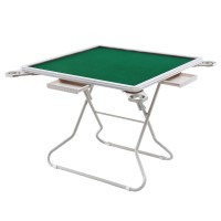 Folding Mahjong Table - Green, 4 Drawers & Cup Holders, 88x88x73cm, Plush Surface, Compact for Home & Travel
