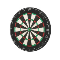 18" Premium Sisal Dartboard Set with Rotating Score Ring, Staple-Free Divider, 6 Steel Darts, Wall Mount, Party Game
