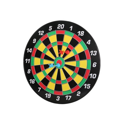 16 inch Magnetic Dartboard for Kids and Family, Safe Needleless Darts, Indoor Outdoor Game, Durable Plastic, Red Black