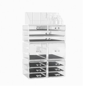 Embellir Acrylic Makeup Case, Clear Cosmetic Organizer with 12 Drawers, Portable Storage Box & Jewelry Holder
