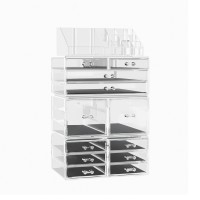 Embellir Clear Acrylic Makeup Organiser 12 Drawer Cosmetic Storage Box Large Capacity Portable Case, Clear