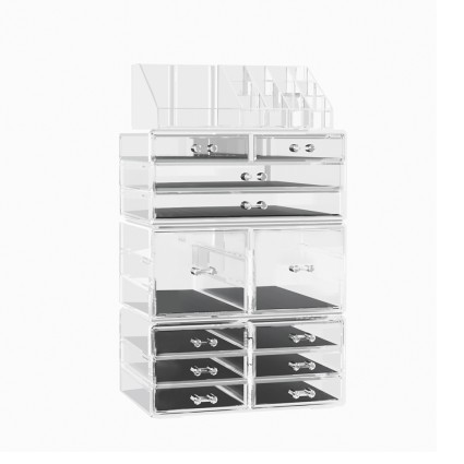 Embellir Clear Acrylic Makeup Organiser 12 Drawer Cosmetic Storage Box Large Capacity Portable Case, Clear
