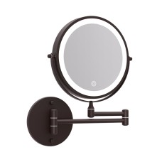 Embellir Extendable Makeup Mirror, Iron & Aluminum, 33x32cm, Brown - 10X Magnifying, LED Touch Control, 3 Light Modes
