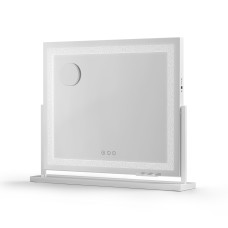 Embellir 60x50cm Crystal LED Vanity Mirror with 360° Swivel, Touch Controls, USB Charging, and 10x Magnifier