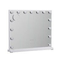 Embellir Makeup Mirror, Metal & MDF, 60x52cm, White, Hollywood Vanity with LED Light & 10x Magnification