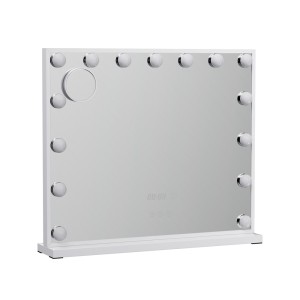 Embellir Makeup Mirror, Metal & MDF, 60x52cm, White, Hollywood Vanity with LED Light & 10x Magnification