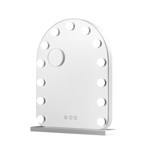 Embellir 40x50cm Vanity Makeup Mirror with LED Bulb Lights, 5x Magnifier, Aluminium Frame, 3 Colour Modes, White Arch