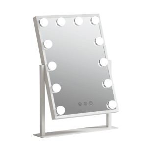 Embellir Makeup Mirror, Metal Frame, 30x41cm, White, Hollywood Vanity LED Light, 360° Rotation, Touch Control