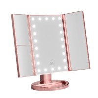 Embellir Tri-fold Makeup Mirror with LED Light, ABS Glass, Pink, 34.5x12.5x29.5cm, 1X2X3X