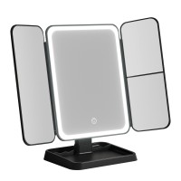 Embellir LED Makeup Mirror, ABS & Glass, 40x14x30cm, Tri-fold Vanity with 1X2X3X Magnification, Adjustable Light