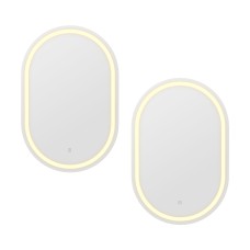 Embellir 2 Pack Oval LED Wall Mirror 50x75cm with Anti-Fog, Touch Control, Adjustable Light for Bathroom Decor