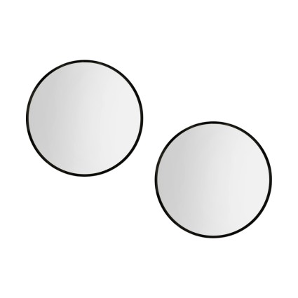 Embellir 2 Pack 50cm Round Wall Mirror, Black Framed Makeup Mirror for Bathroom, Premium MDF, Anti-Fog, Home Decor