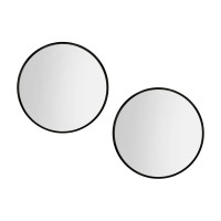 Embellir 60cm Round Wall Mirror Set of 2, Black Framed, Premium MDF, Mist Removal, Bathroom Makeup Home Decor