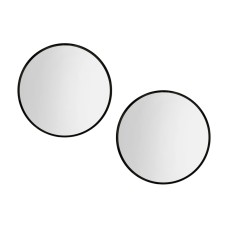 Embellir 60cm Round Wall Mirror Set of 2, Black Framed, Premium MDF, Mist Removal, Bathroom Makeup Home Decor