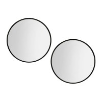 Embellir 2 Pack 70cm Round Wall Mirrors, Black Framed, Premium 3.2cm Thick, MDF Backing, Home Bathroom Decor