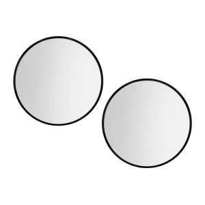 Embellir 2 Pack 70cm Round Wall Mirrors, Black Framed, Premium 3.2cm Thick, MDF Backing, Home Bathroom Decor
