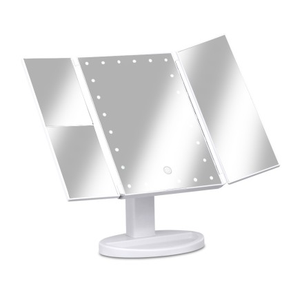 Embellir Tri-fold Makeup Mirror, ABS & Glass, 34.5x24cm, LED Light, 1X2X3X Magnifying, Portable with Touch Control