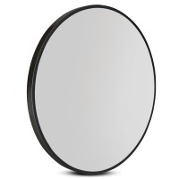 Embellir Wall Mirror, MDF Frame, 70cm Round, Black, Premium Clarity, Home Decor, Bathroom Makeup Mirror