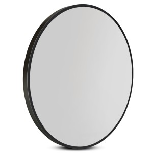 Embellir Round Wall Mirror, MDF Frame, 80cm Diameter, Black, Premium Clarity, Mist Removal, Home Bathroom Decor