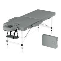 Zenses Massage Table, Aluminium, 55cm Wide, Grey, 210cm Length, Portable 2-Fold, Bonus Disposable Cover Set