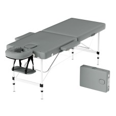 Zenses Massage Table, Aluminium, 55cm Wide, Grey, 210cm Length, Portable 2-Fold, Bonus Disposable Cover Set