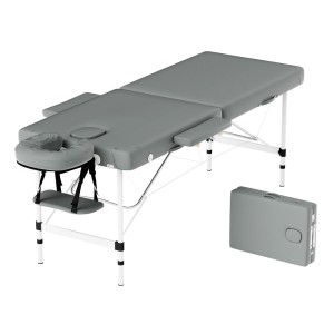 Zenses Massage Table, Aluminium, 55cm Wide, Grey, 210cm Length, Portable 2-Fold, Bonus Disposable Cover Set