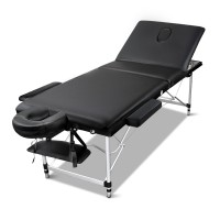 Wanderlite Zenses Portable Aluminium Massage Table, 60cm, Black - 3 Fold, Adjustable, Lightweight, with Carry Bag