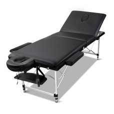 Wanderlite Zenses Portable Aluminium Massage Table, 60cm, Black - 3 Fold, Adjustable, Lightweight, with Carry Bag