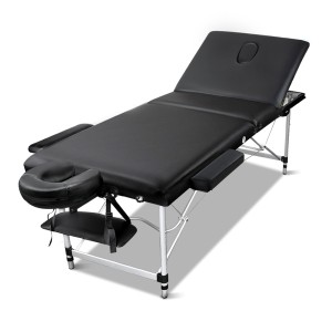 Wanderlite Zenses Portable Aluminium Massage Table, 60cm, Black - 3 Fold, Adjustable, Lightweight, with Carry Bag