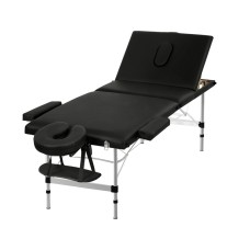 Zenses Massage Table, Aluminium, 65cm, Black, Portable 3-Fold Beauty Bed, Adjustable Heights, Professional-Grade