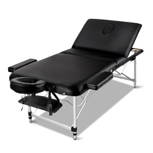Zenses Massage Table, 3-Fold Aluminium, 70cm Wide, Black – Portable, Sturdy, Adjustable, Spa Quality, Free Carry Bag