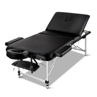 Zenses Portable Massage Table, Aluminium, 75cm Wide, Black, 3-Fold Design, Adjustable Height, with Carry Bag