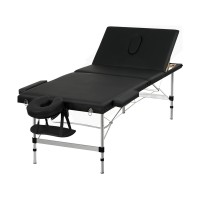 Zenses Massage Table, Aluminium, 85cm, Black, 215cm Length, Portable 3-Fold Beauty Bed with Adjustable Heights
