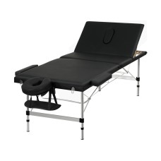 Zenses Massage Table, Aluminium, 85cm, Black, 215cm Length, Portable 3-Fold Beauty Bed with Adjustable Heights
