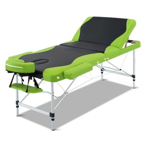 Zenses Portable 3-Fold Aluminium Massage Table, 75cm, Green, with Free Disposable Cover Set, Adjustable & Durable