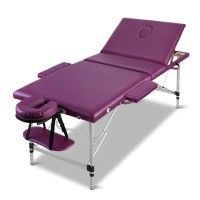 Zenses Massage Table 75cm Portable 3 Fold Aluminium Beauty Bed, Violet, Adjustable Heights, Sturdy Frame, Free Carry Bag