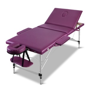 Zenses Massage Table 75cm Portable 3 Fold Aluminium Beauty Bed, Violet, Adjustable Heights, Sturdy Frame, Free Carry Bag