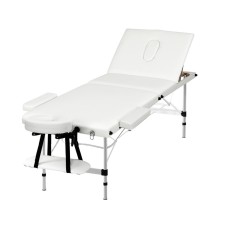 Zenses Massage Table, Aluminium, 65cm, White, 215x65x82cm, Portable 3-Fold Beauty Bed, Adjustable, Professional Use