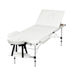 Zenses Massage Table, Aluminium, 65cm, White, 215x65x82cm, Portable 3-Fold Beauty Bed, Adjustable, Professional Use
