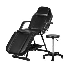 Zenses Massage Table Adjustable Salon Bed Chair, PU Leather, 183.5x80x77cm, Black, 3-Fold, for Spa & Wellness Services