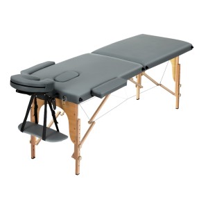 Zenses Massage Table, Wooden & Aluminium, 56cm, Grey, Portable 2-Fold Beauty Bed, 9 Adjustable Heights, 300kg Capacity
