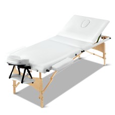 Zenses Wooden Massage Table, Portable 3 Fold, 70cm, White, Adjustable Heights, High Density Foam, Includes Carry Bag Zenses Wooden Massage Table, Portable 3 Fold, 70cm, White, Adjustable Heights, High Density Foam, Includes Carry Bag