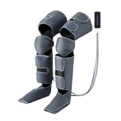 Livemor Air Compression Leg Massager with Heat, 3 Modes & Adjustable Wrap for Calf & Thigh, Grey, 1-Year Warranty