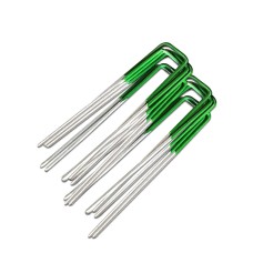 Primeturf Galvanised Steel Artificial Grass Pins - 200pcs, 3mm x 30mm x 150mm, U-Shape, Corrosion-Resistant,