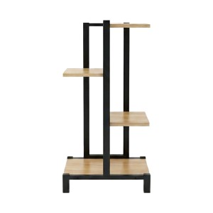 Artiss 4-Tier Plant Stand, Zigzag Design, Metal Frame & Particle Board, Indoor/Outdoor Use, 40x23x75cm, Black/Oak